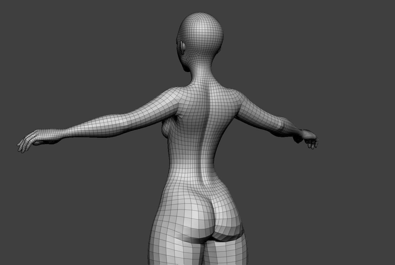 Female Body Basemesh 7 Low Poly Low-poly 3D model_12