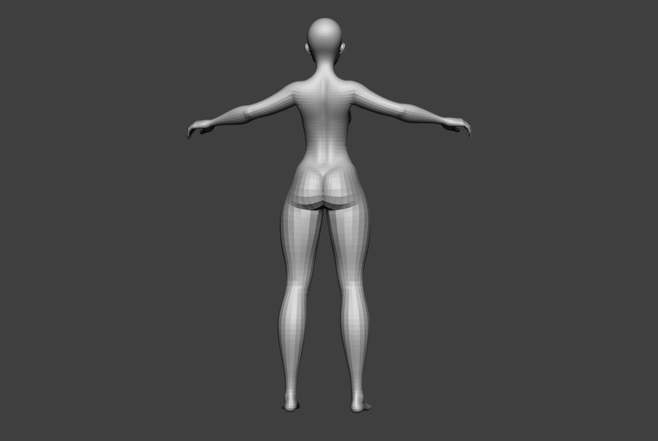 Female Body Basemesh 7 Low Poly Low-poly 3D model_3