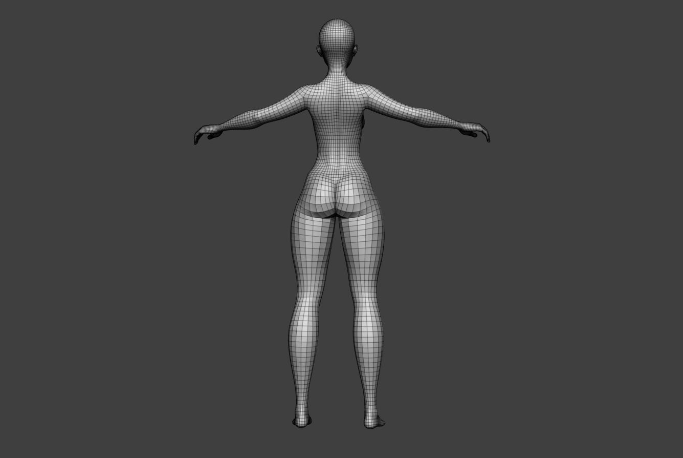 Female Body Basemesh 7 Low Poly Low-poly 3D model_4