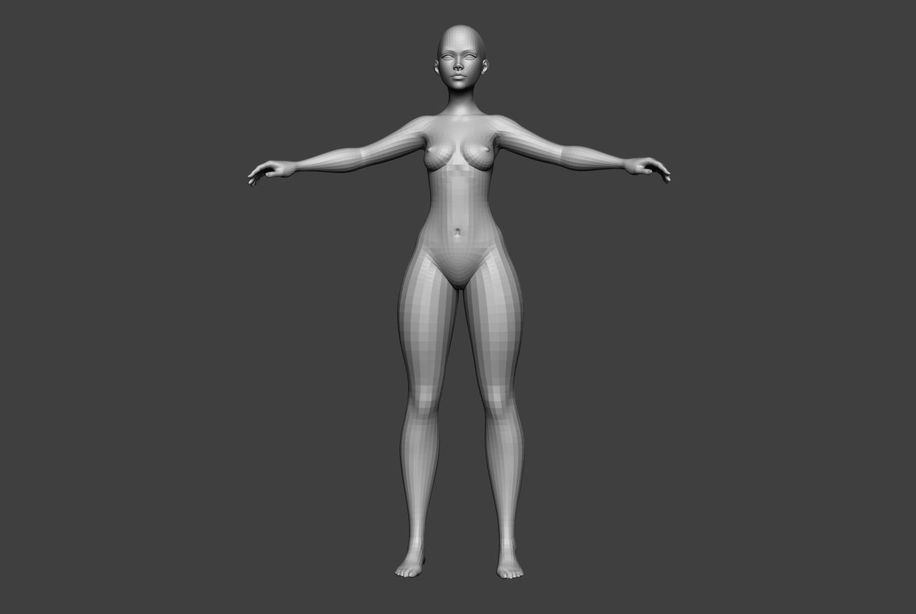 Female Body Basemesh 7 Low Poly Low-poly 3D model_1