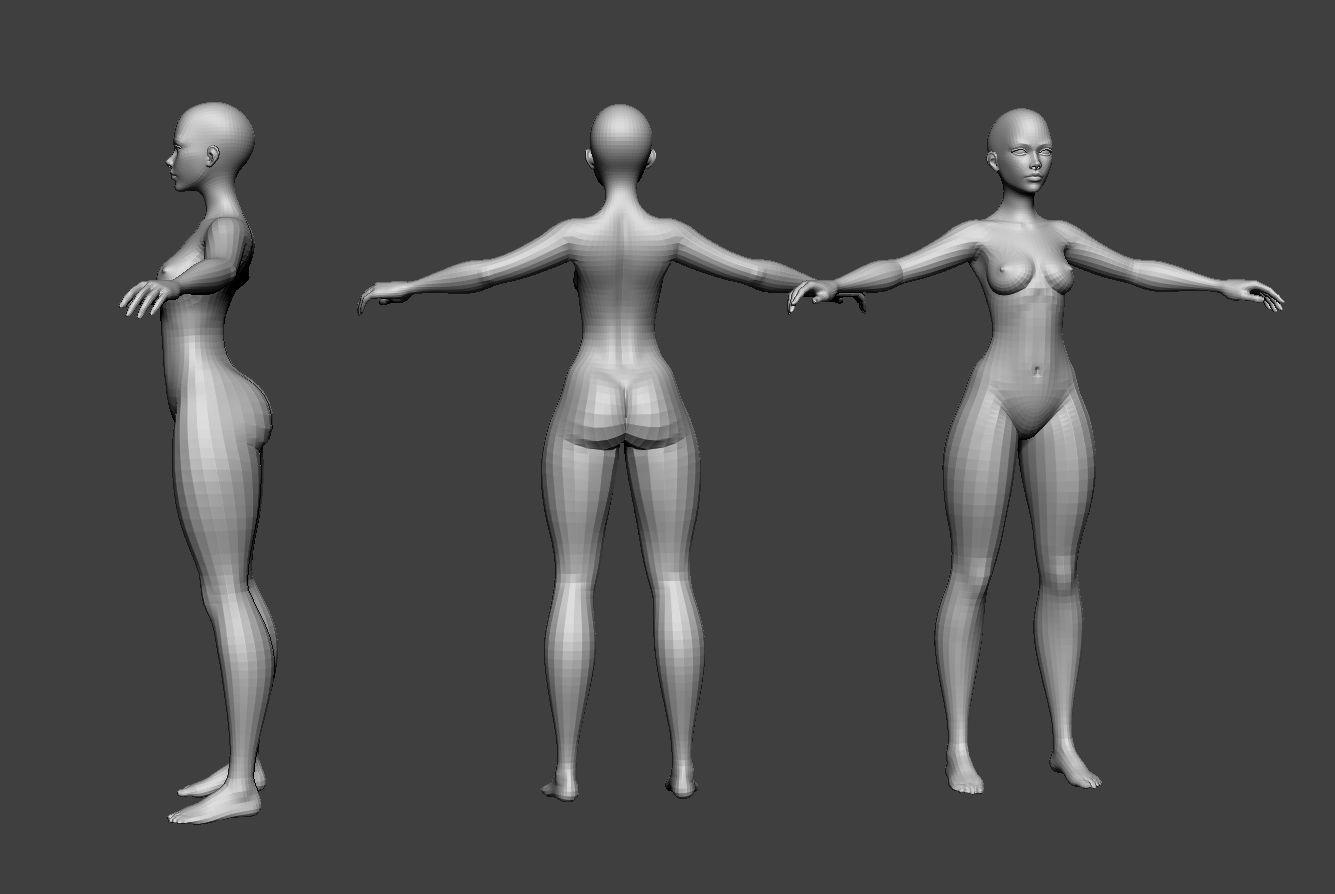 Female Body Basemesh 7 Low Poly Low-poly 3D model_13