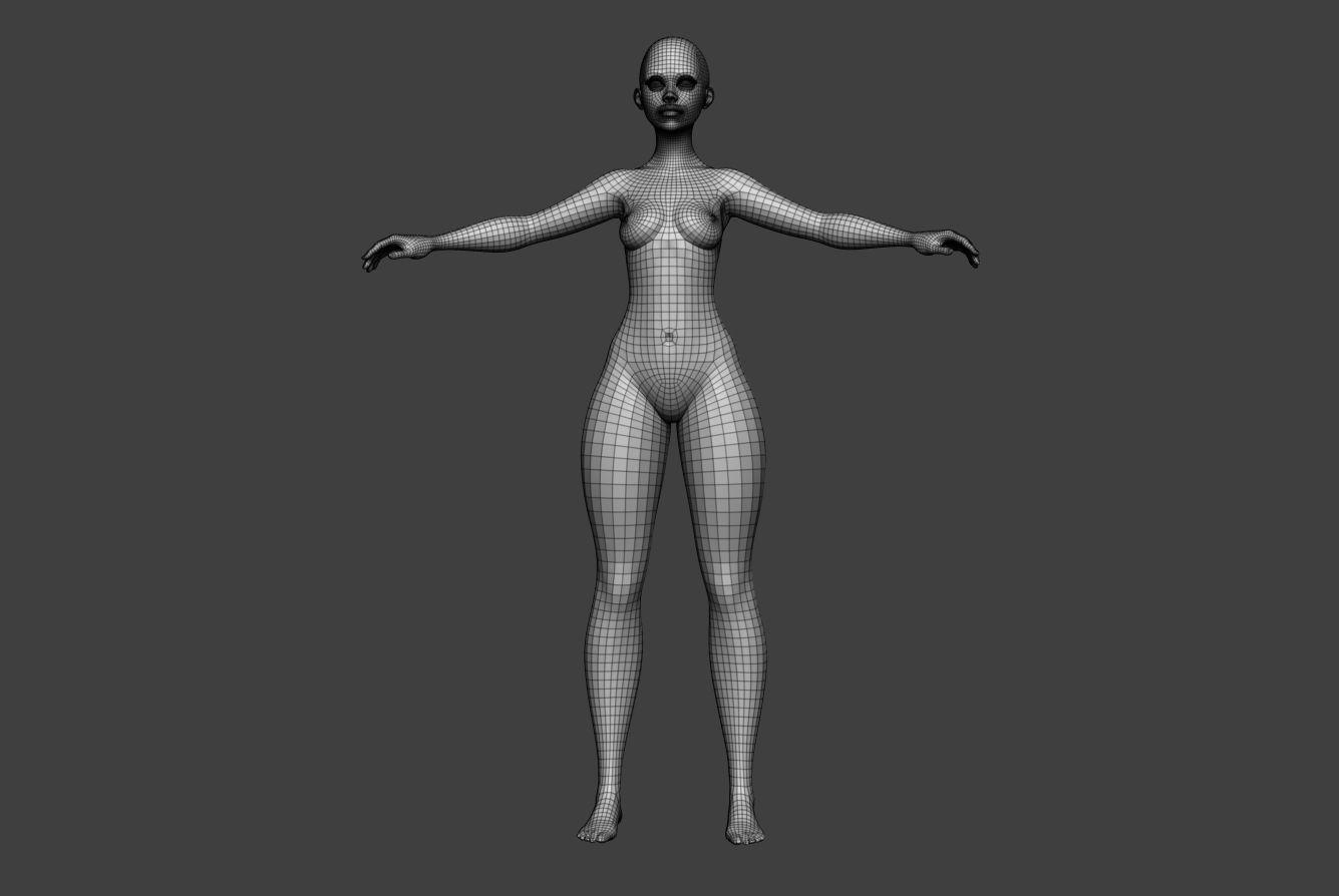 Female Body Basemesh 7 Low Poly Low-poly 3D model_2