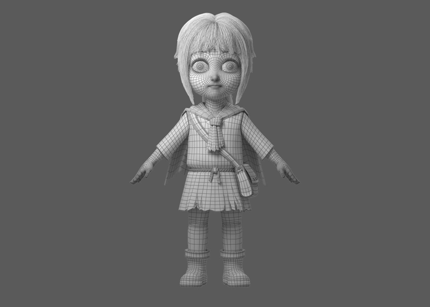 Cartoon Girl Rigged 3D model_5