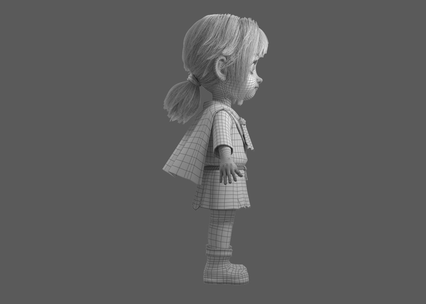 Cartoon Girl Rigged 3D model_6