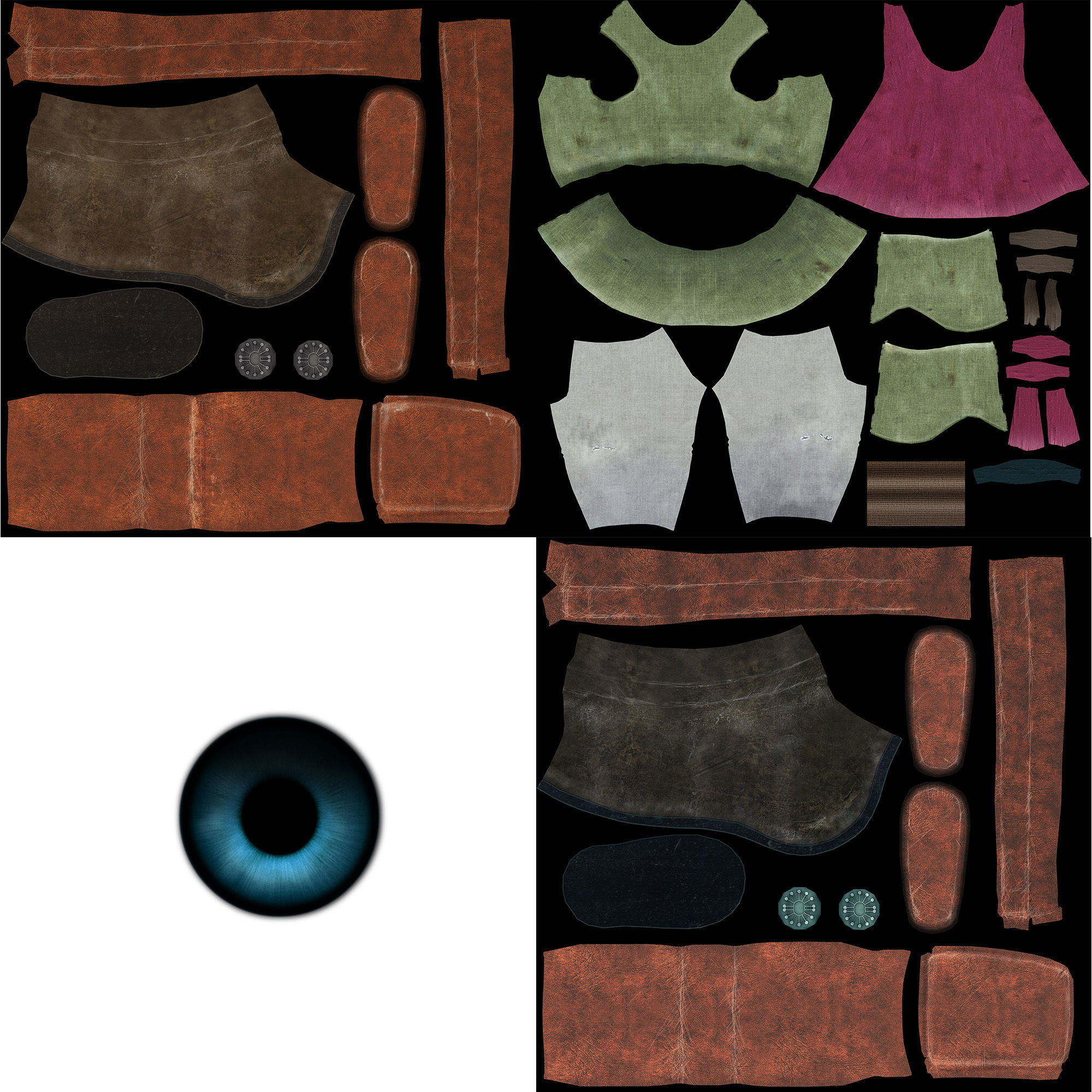 Cartoon Girl Rigged 3D model_8