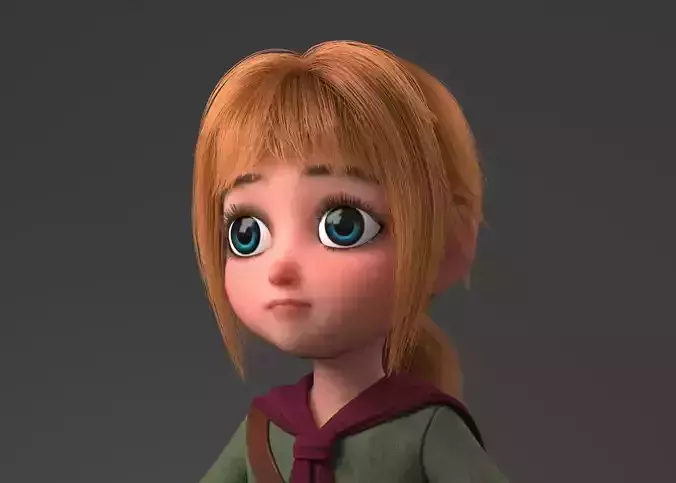Cartoon Girl Rigged 3D model