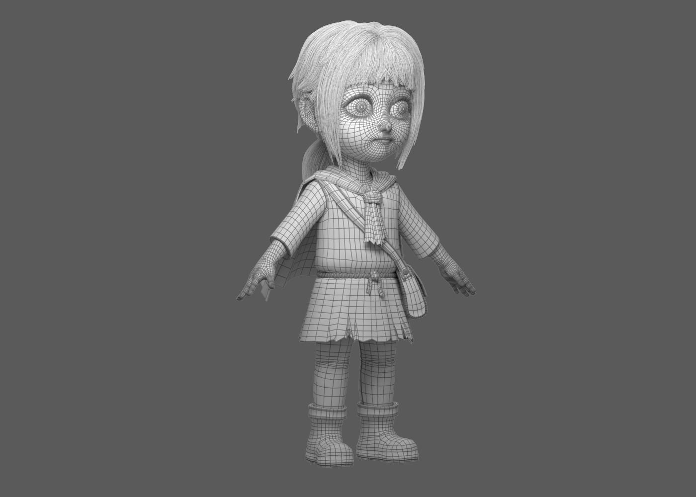 Cartoon Girl Rigged 3D model_4