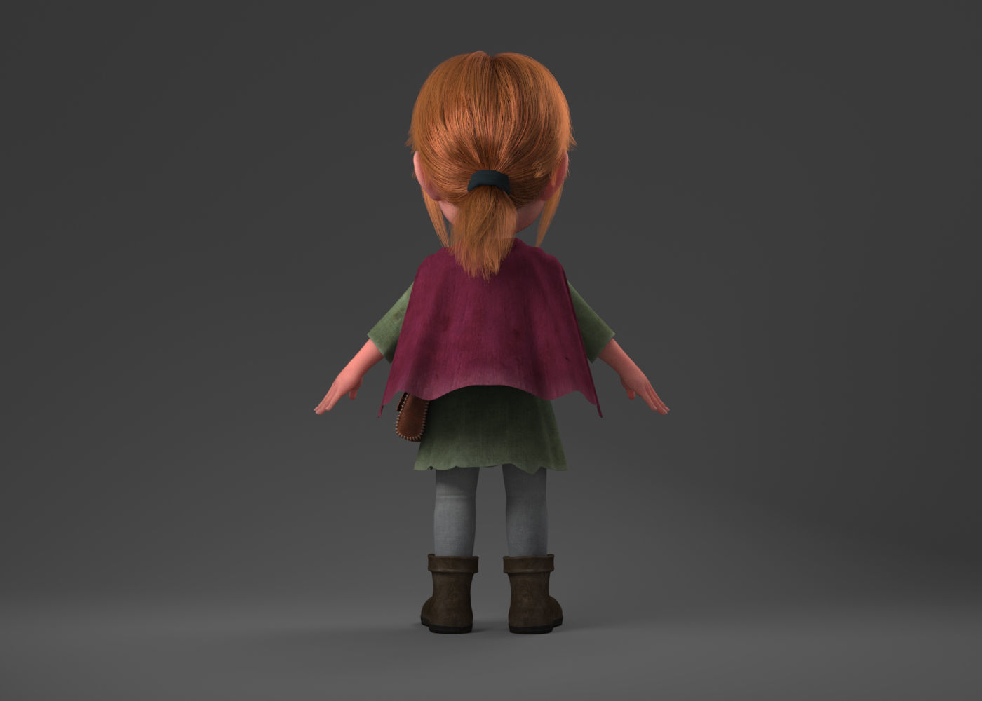 Cartoon Girl Rigged 3D model_3