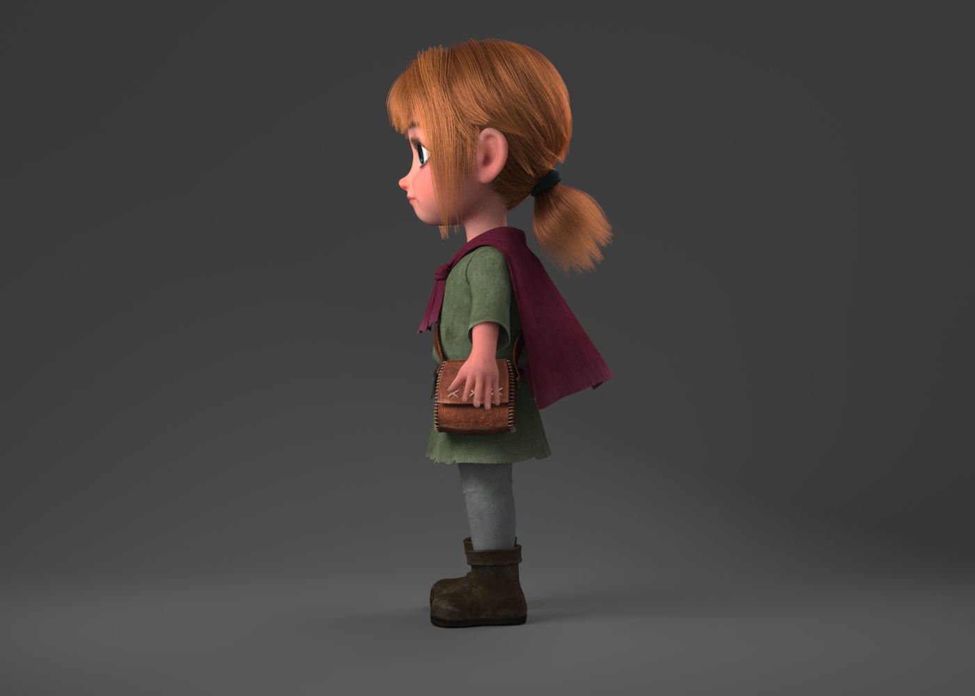 Cartoon Girl Rigged 3D model_2
