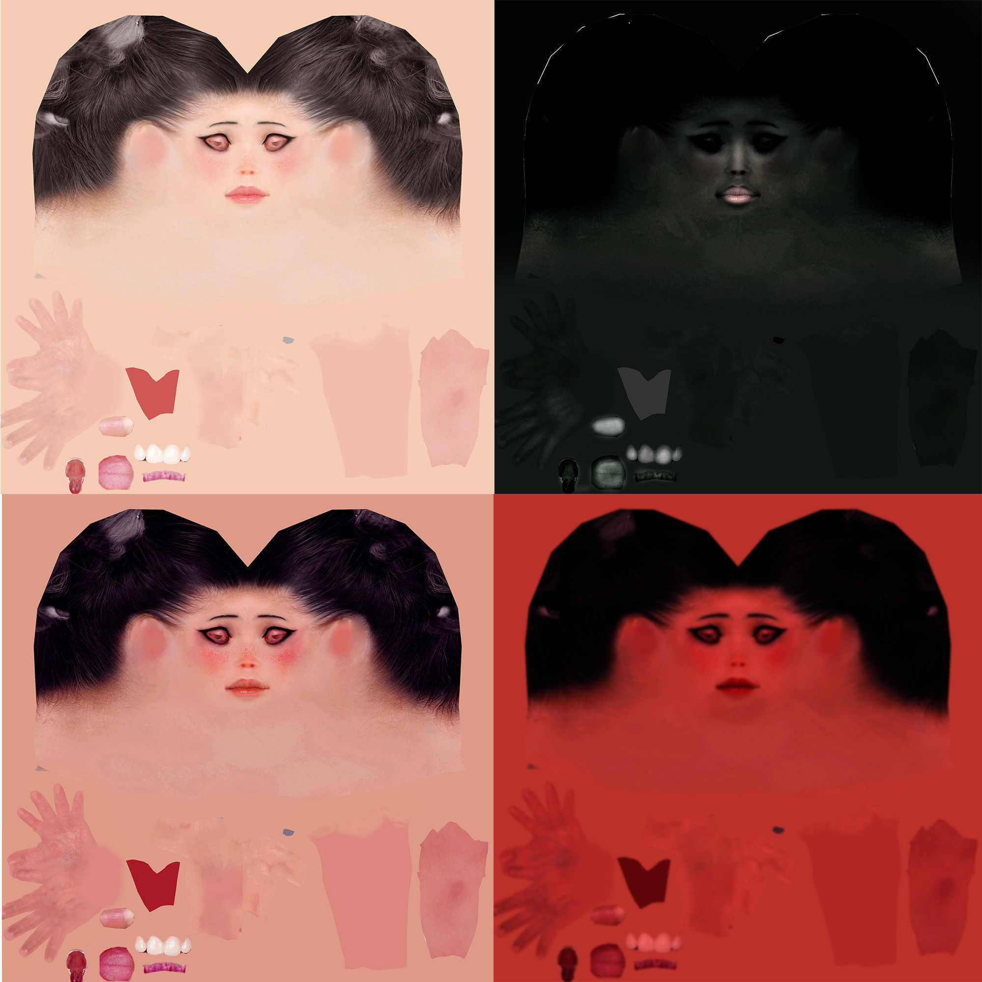 Cartoon Girl Rigged 3D model_9