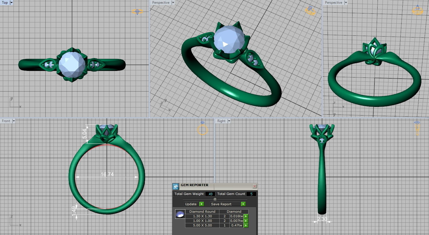 6 prong Engagement ring Own design 0254 3D print model_7