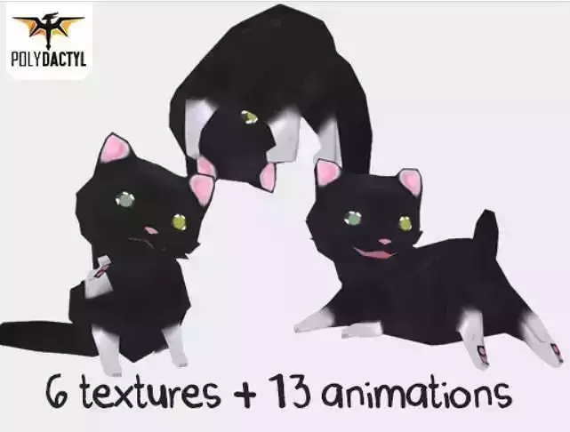 Lowpoly Toon Cats Low-poly 3D model