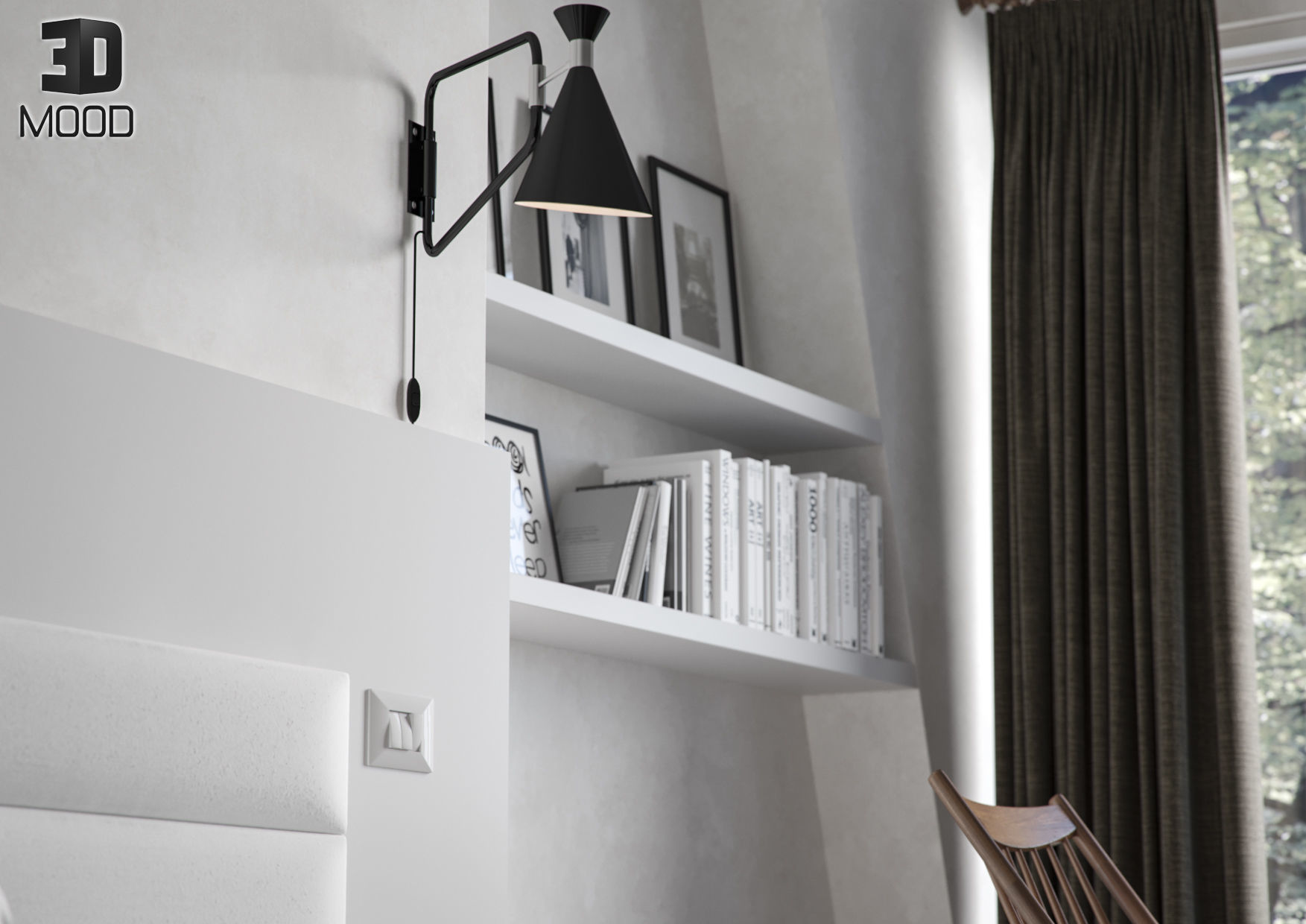 Nordik Bedroom ready to render cinema 4D and Corona 3D model_4