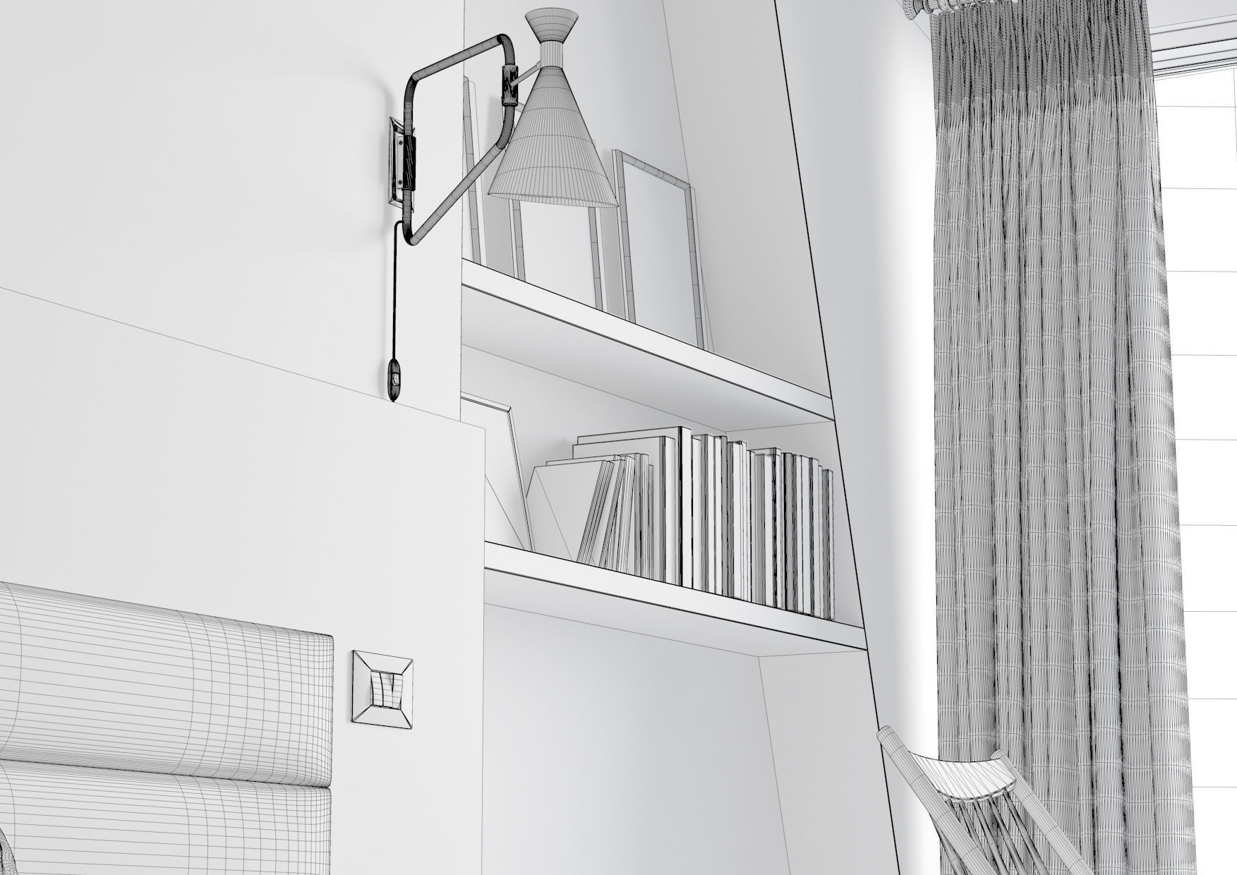 Nordik Bedroom ready to render cinema 4D and Corona 3D model_3