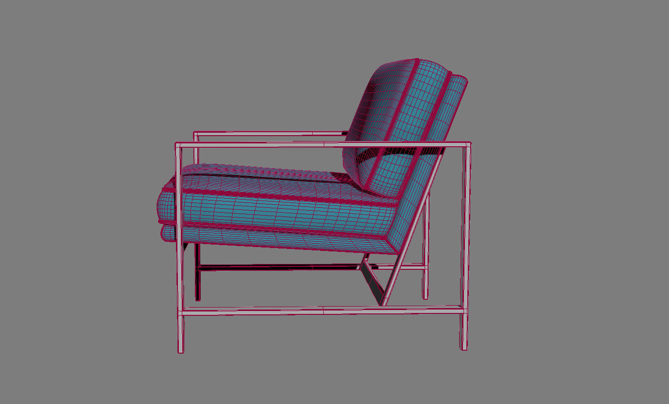 Metal Frame Upholstered Chair Celestial Blue by West Elm 3D model_2