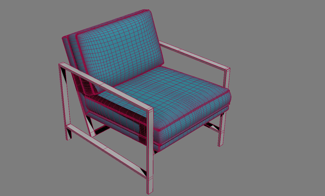 Metal Frame Upholstered Chair Celestial Blue by West Elm 3D model_4