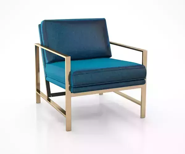 Metal Frame Upholstered Chair Celestial Blue by West Elm 3D model