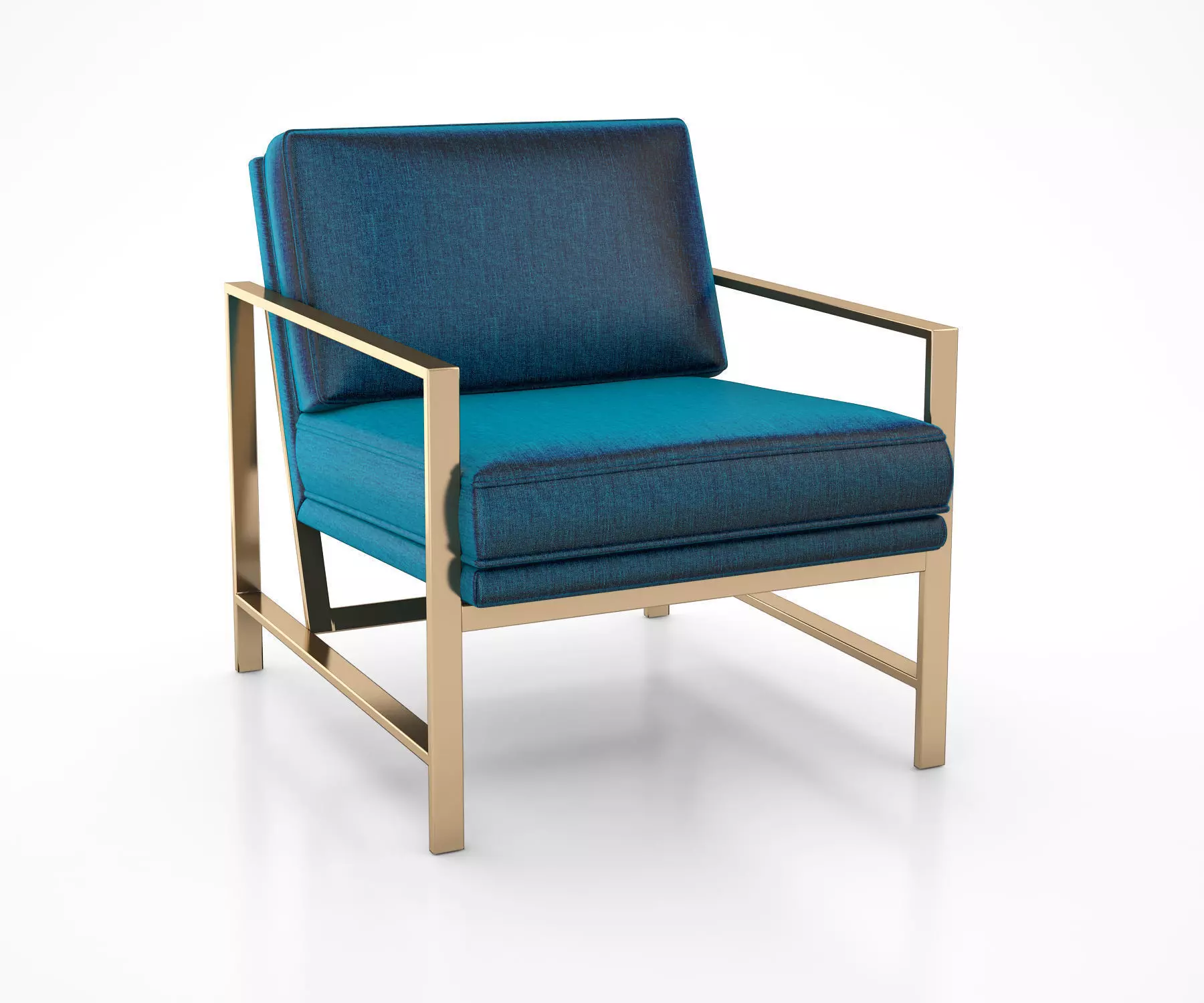 Metal Frame Upholstered Chair Celestial Blue by West Elm 3D model_0
