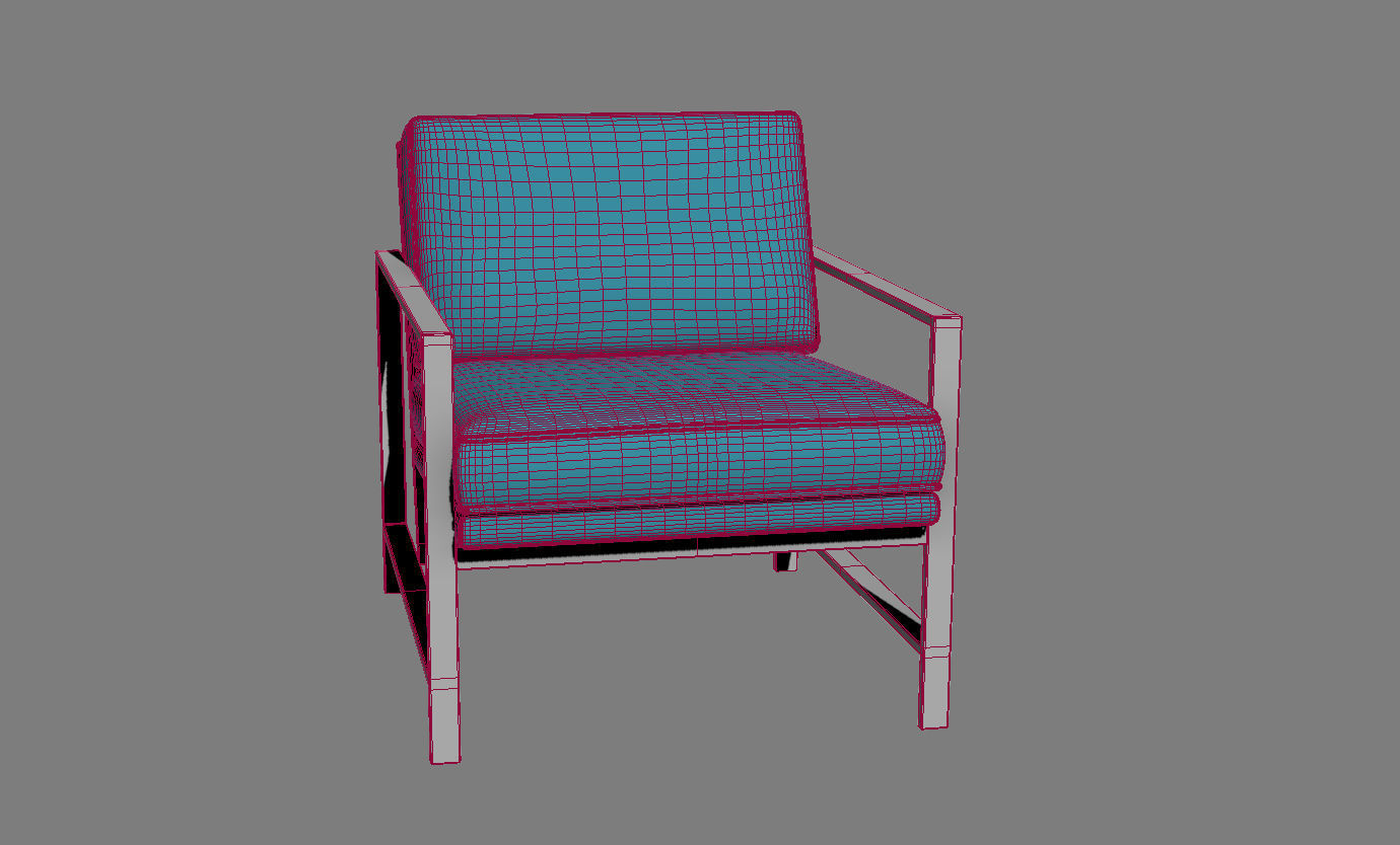Metal Frame Upholstered Chair Celestial Blue by West Elm 3D model_3