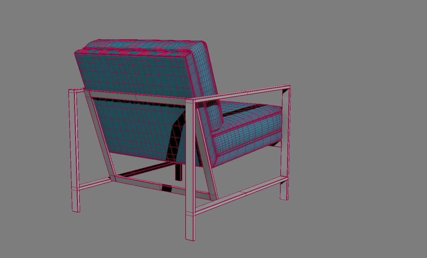Metal Frame Upholstered Chair Celestial Blue by West Elm 3D model_1