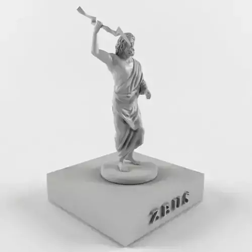 Zeus statue of man holding sword