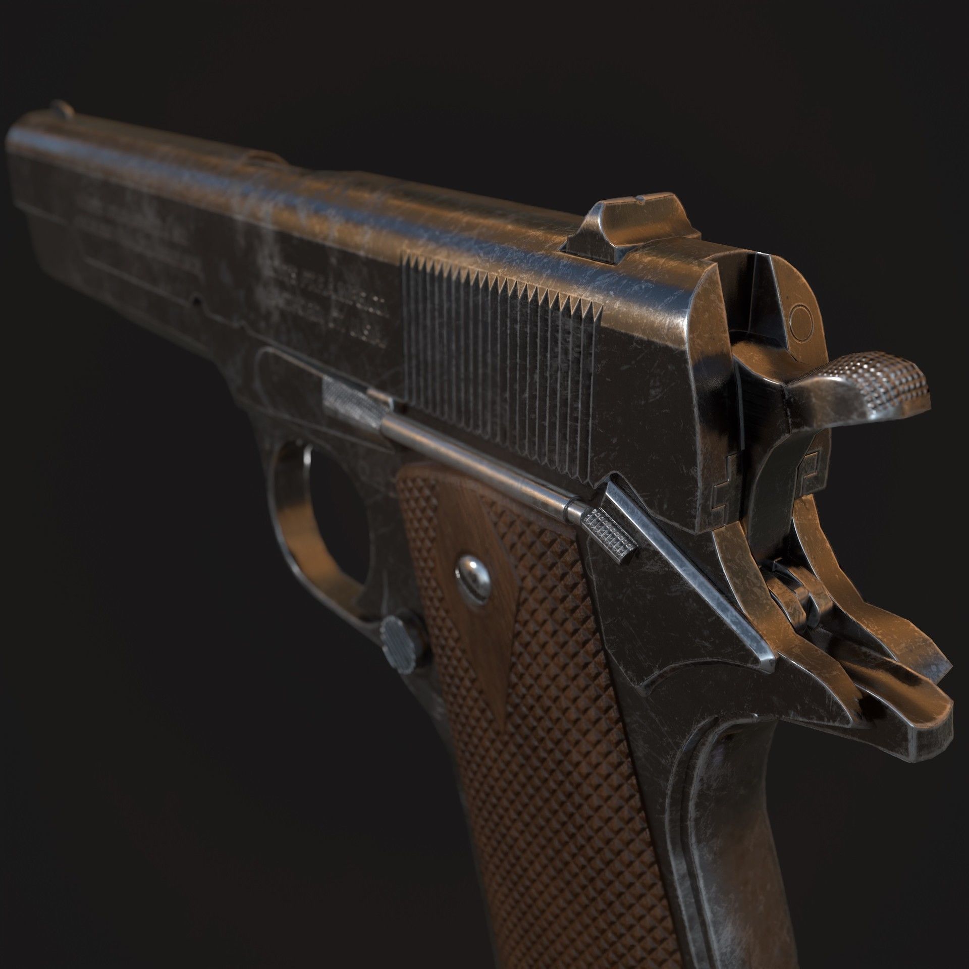 Colt M1911 Pistol Low-poly 3D model_1