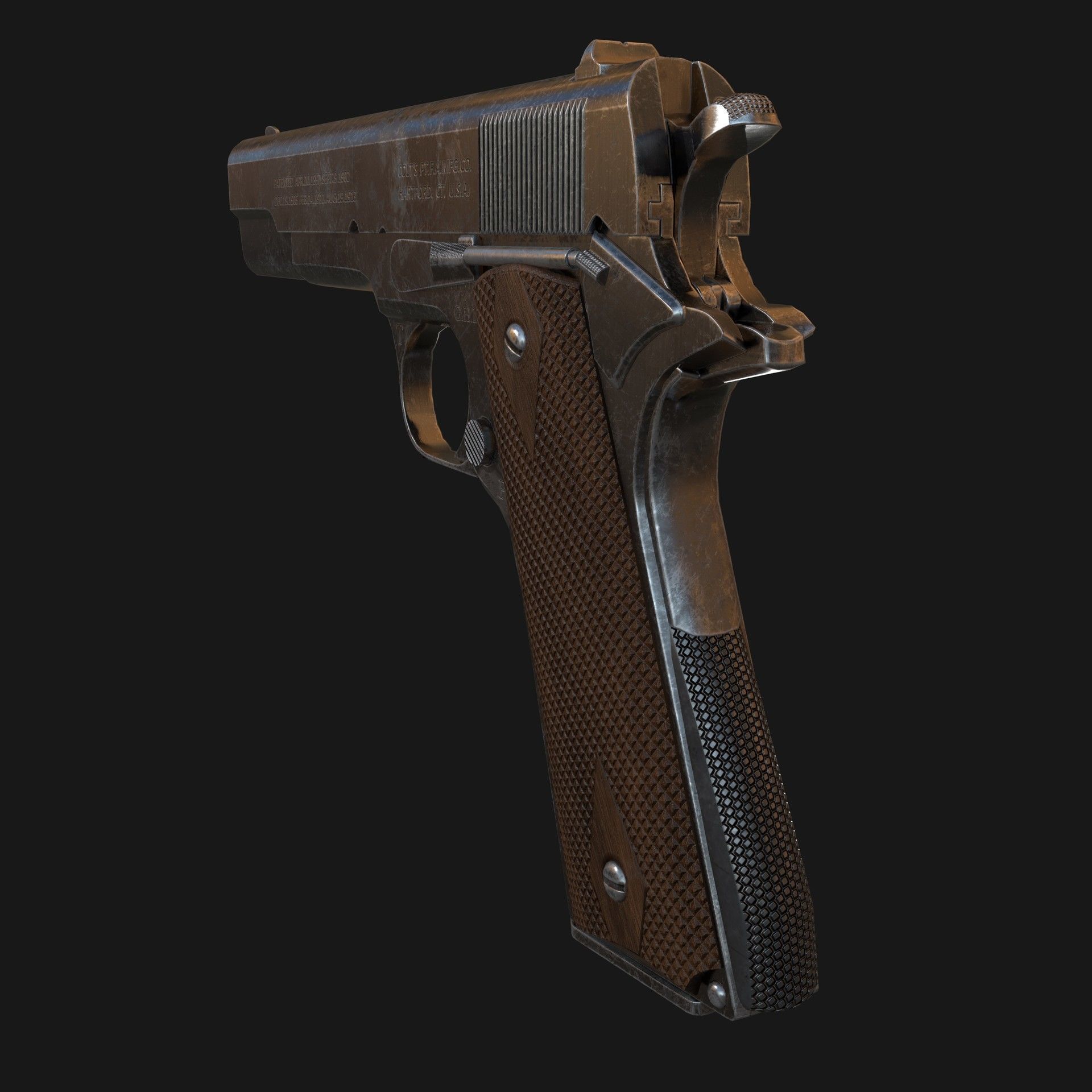 Colt M1911 Pistol Low-poly 3D model_5