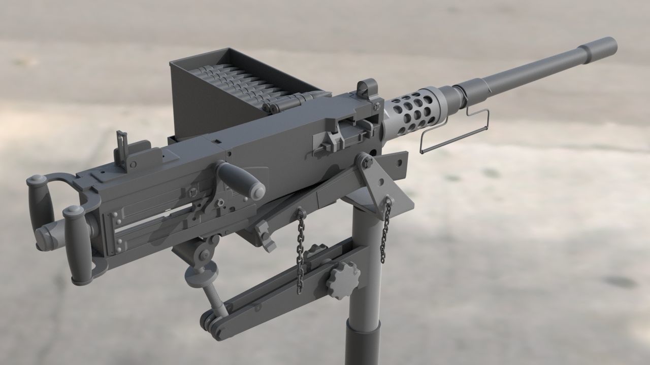 Browning M2 -  High Poly 3D model_1
