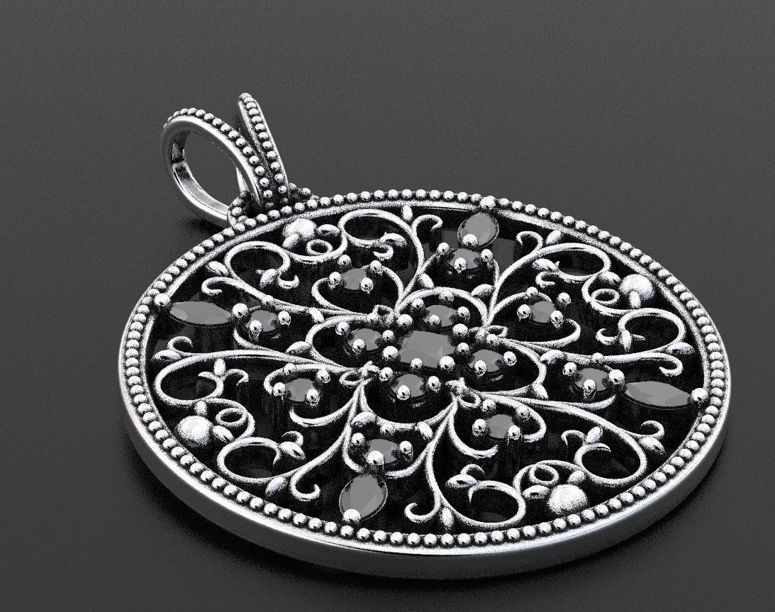 Very stylish pendant patterns with stones 377 3D print model_10