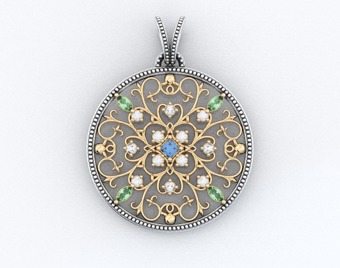 Very stylish pendant patterns with stones 377 3D print model_8