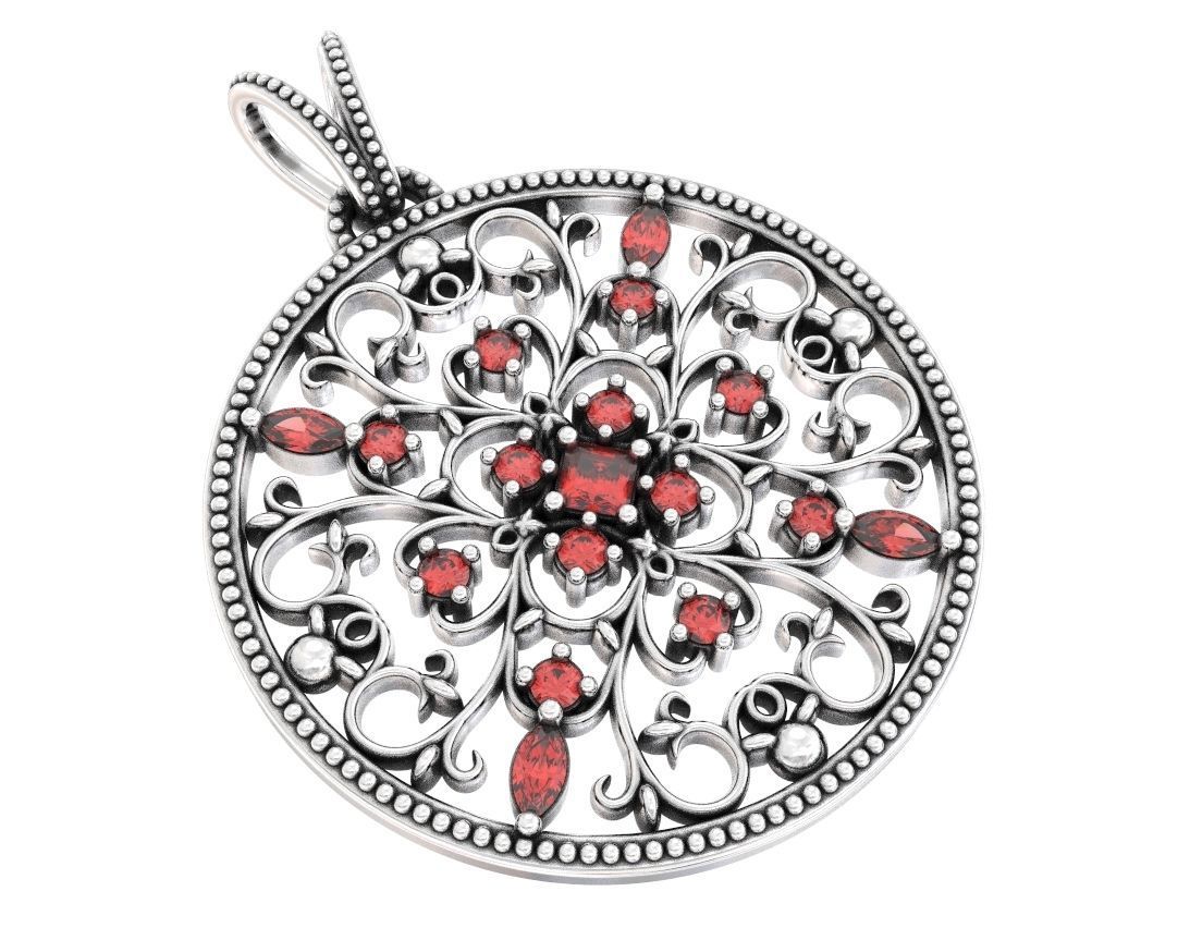 Very stylish pendant patterns with stones 377 3D print model_3