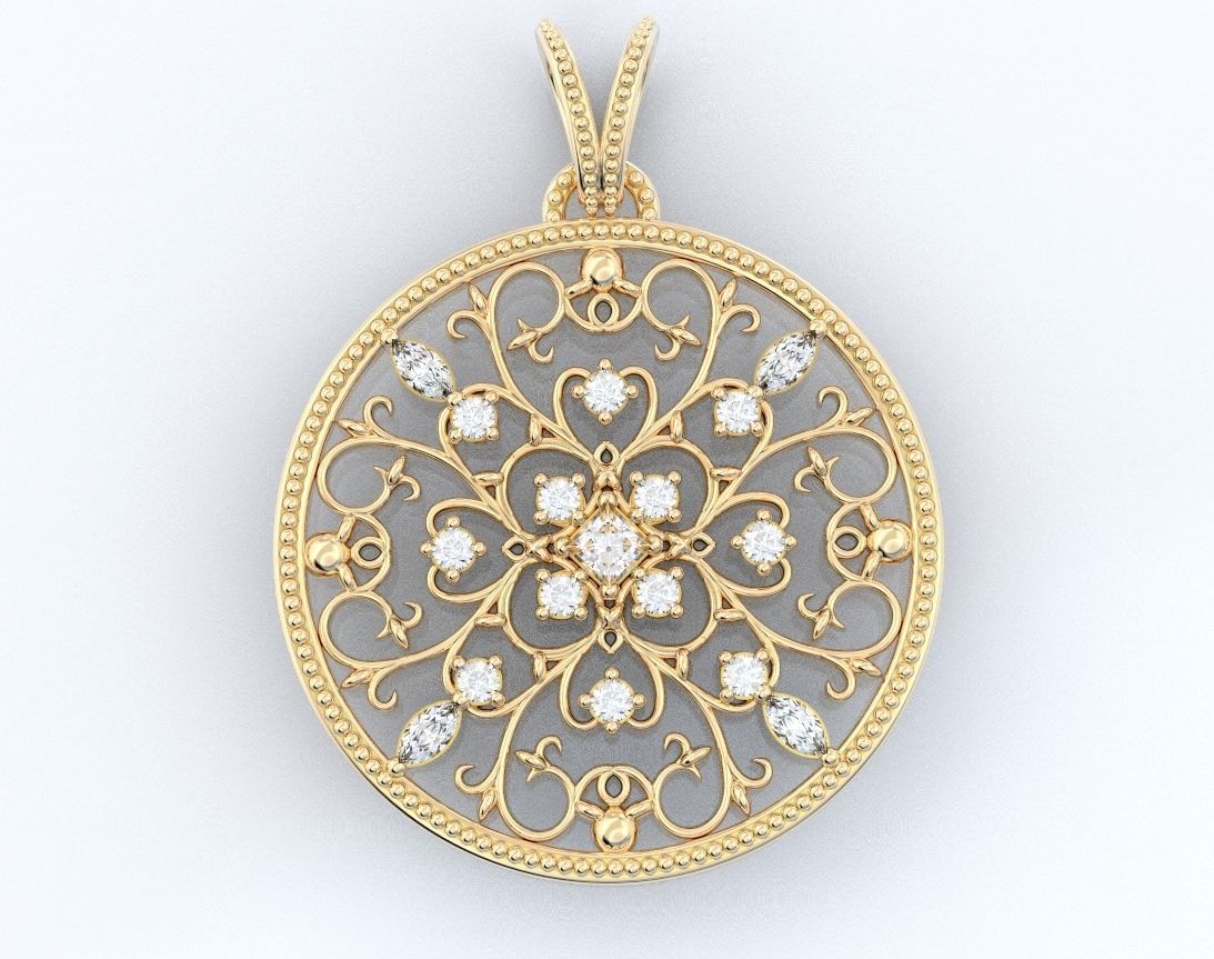 Very stylish pendant patterns with stones 377 3D print model_6