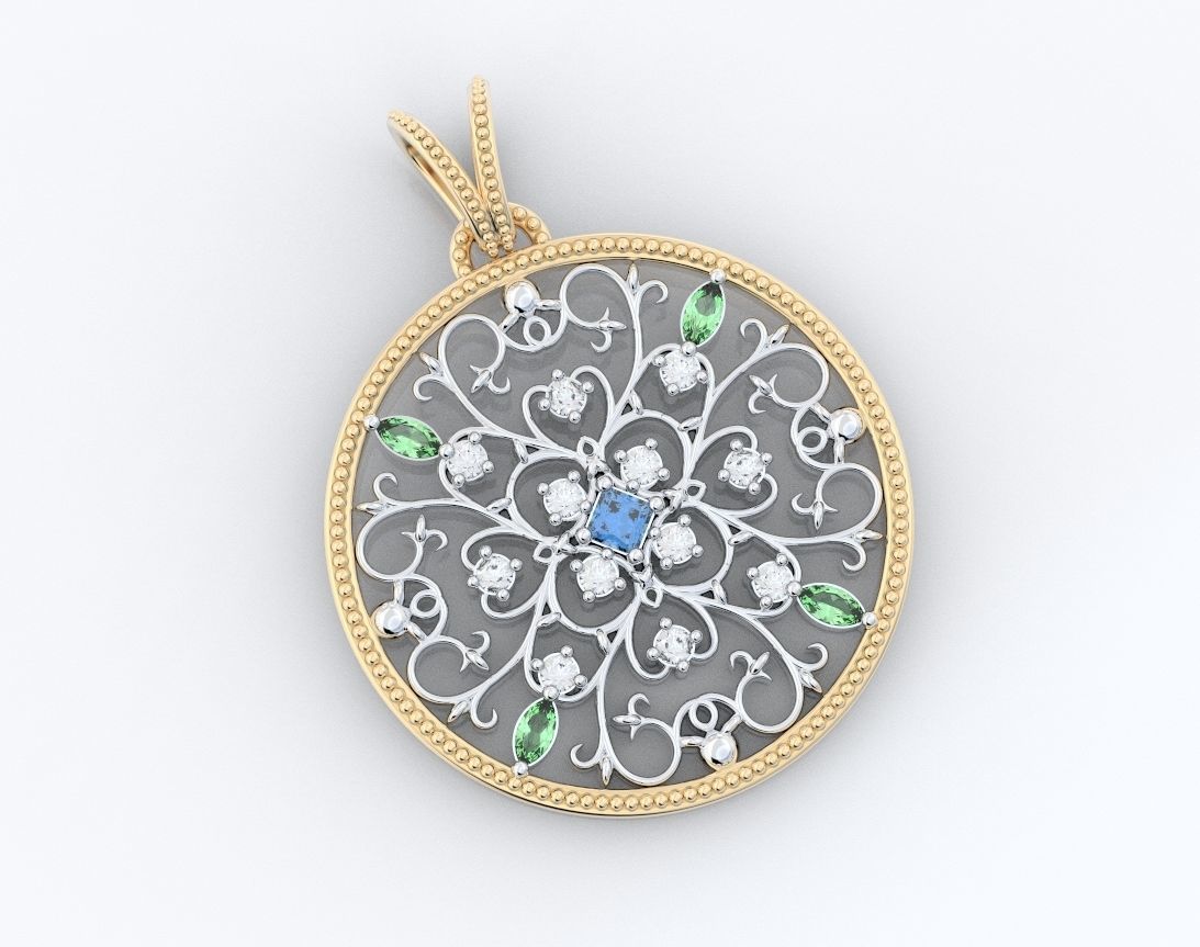 Very stylish pendant patterns with stones 377 3D print model_4