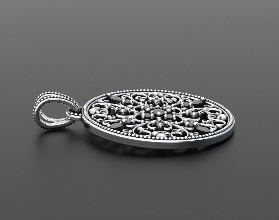 Very stylish pendant patterns with stones 377 3D print model_12
