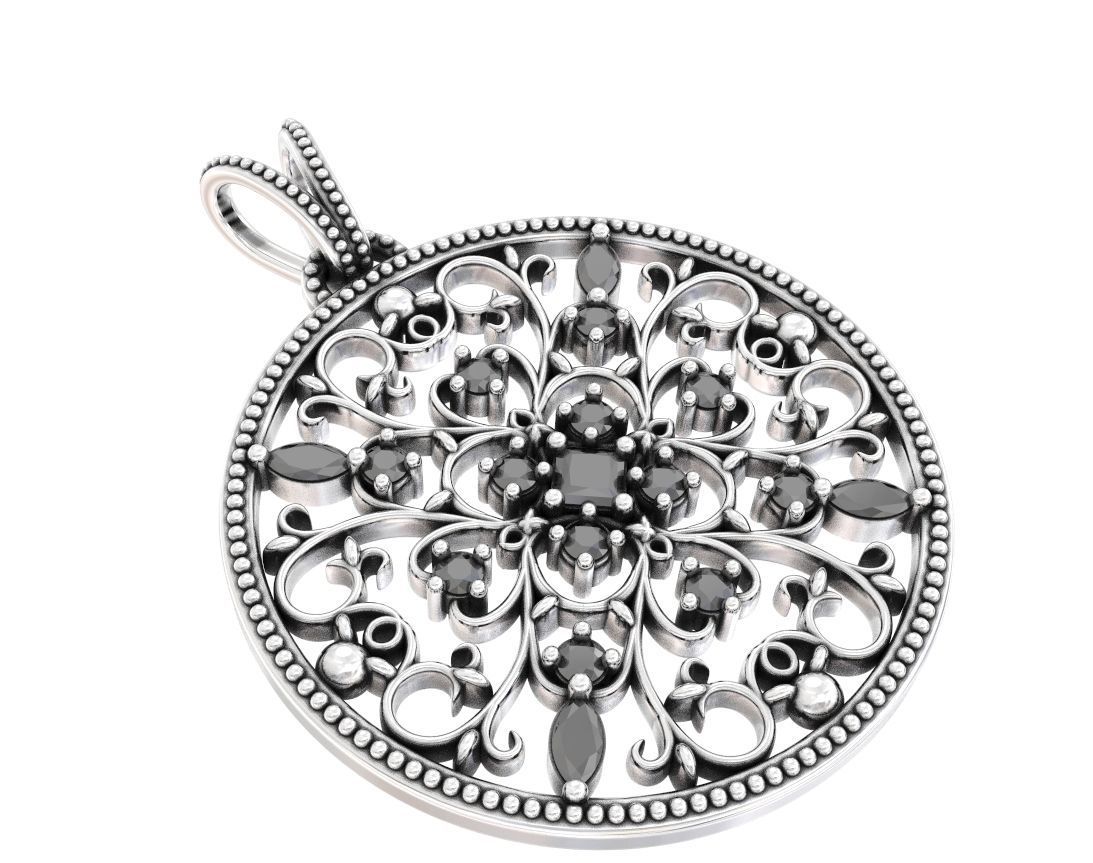 Very stylish pendant patterns with stones 377 3D print model_5