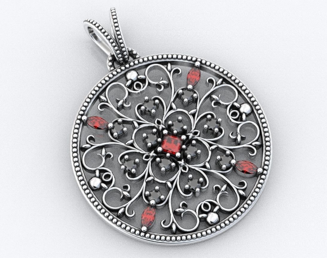 Very stylish pendant patterns with stones 377 3D print model_1