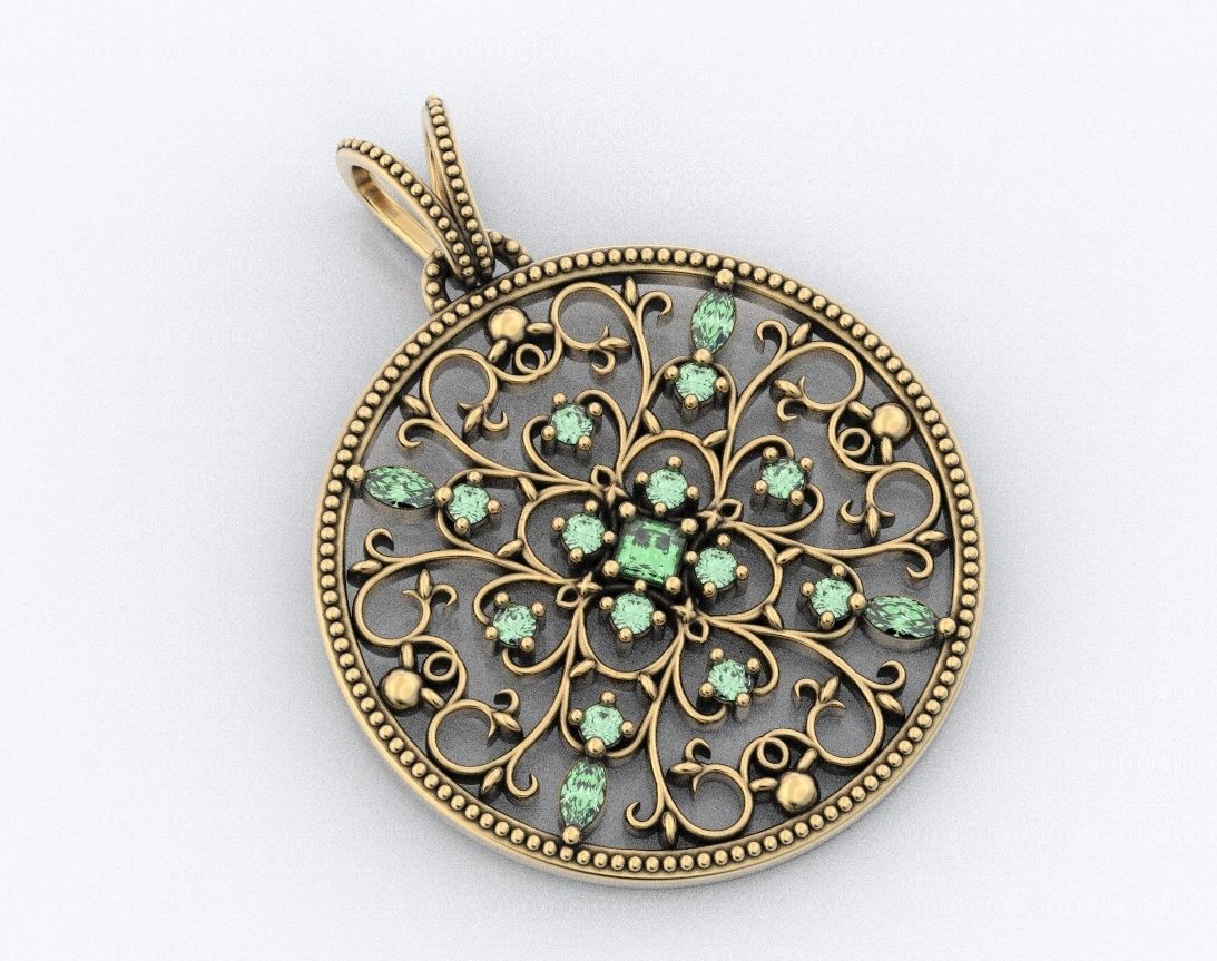 Very stylish pendant patterns with stones 377 3D print model_11