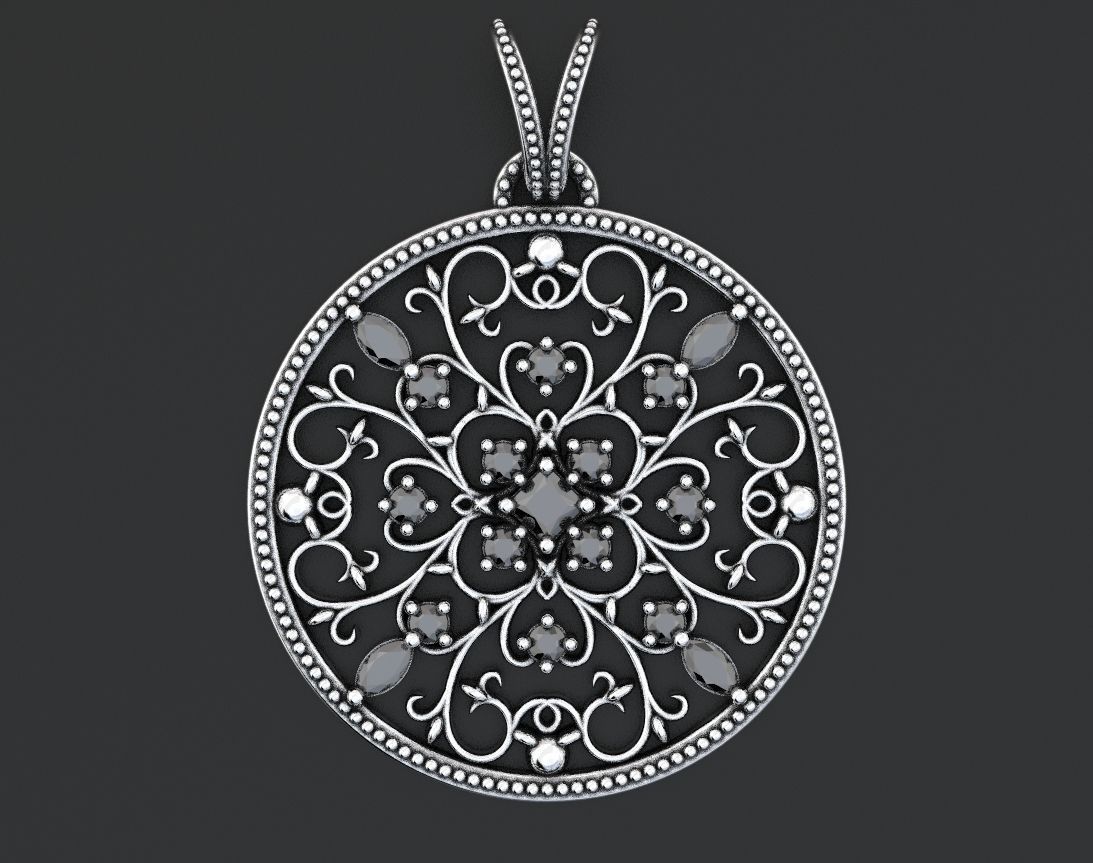 Very stylish pendant patterns with stones 377 3D print model_9