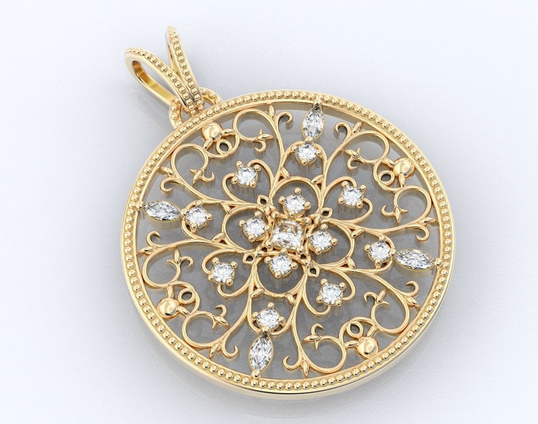 Very stylish pendant patterns with stones 377 3D print model_2