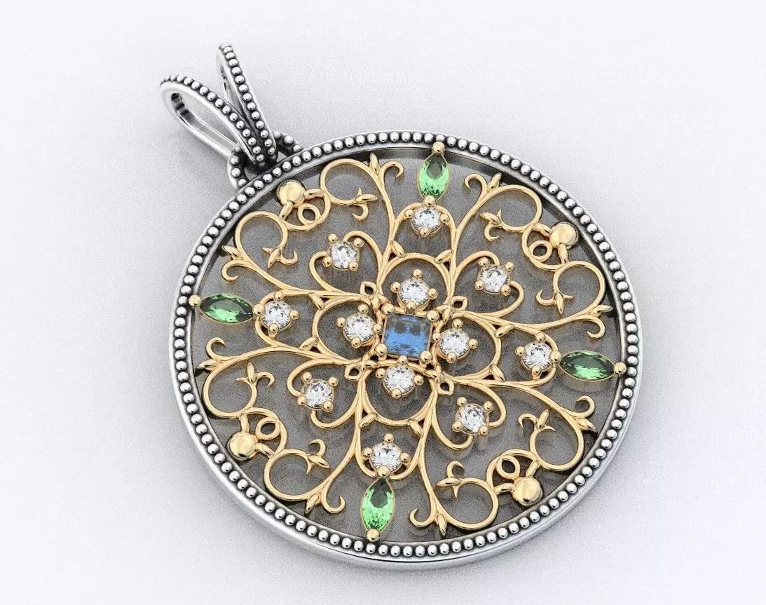 Very stylish pendant patterns with stones 377 3D print model_0