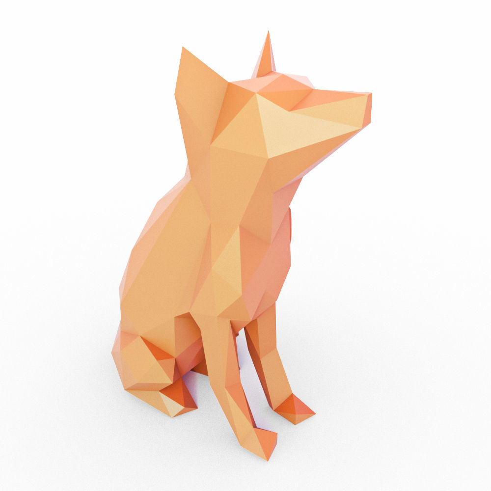 The Fox Sits Low Poly Low-poly 3D model_6