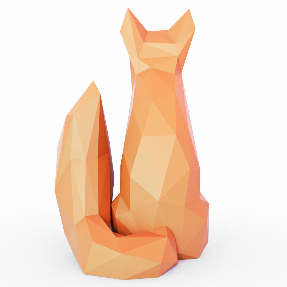 The Fox Sits Low Poly Low-poly 3D model_3