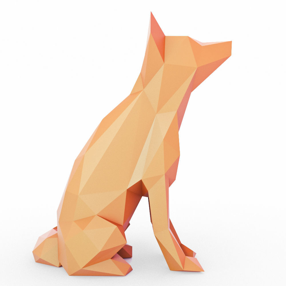 The Fox Sits Low Poly Low-poly 3D model_5