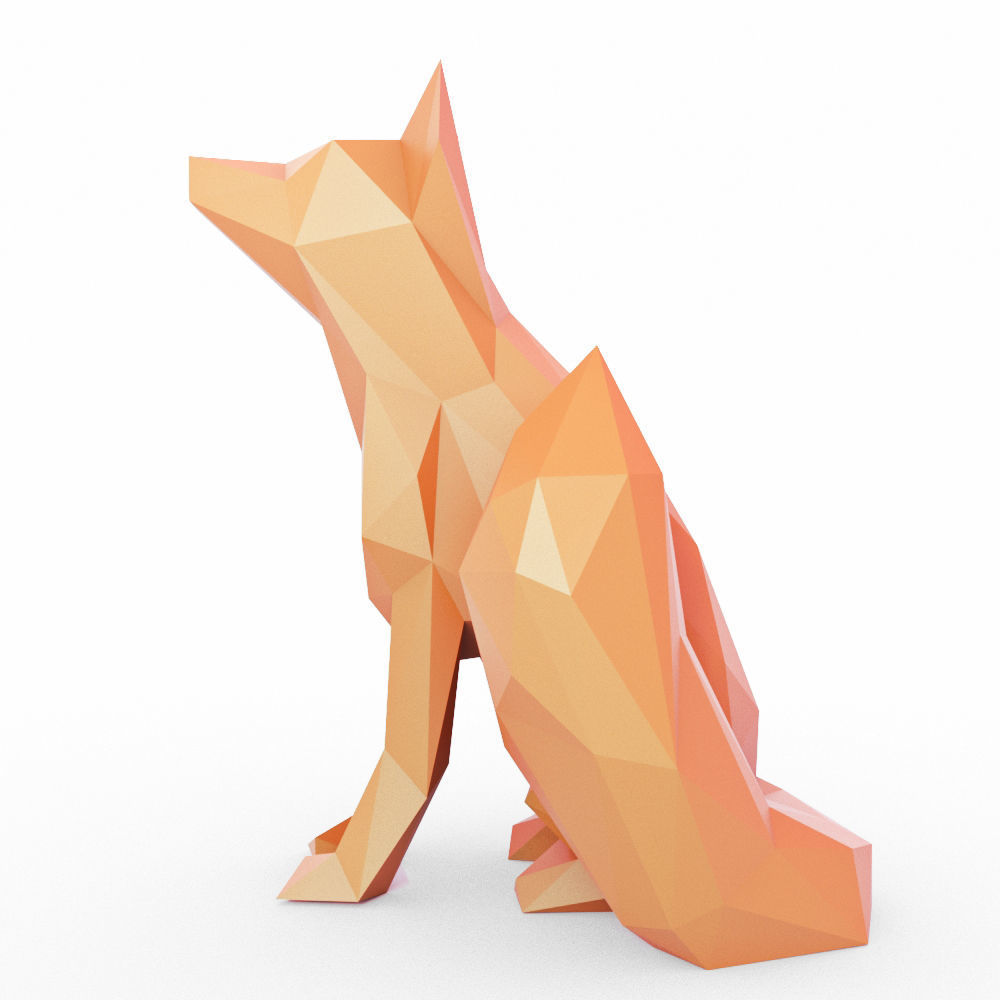 The Fox Sits Low Poly Low-poly 3D model_1