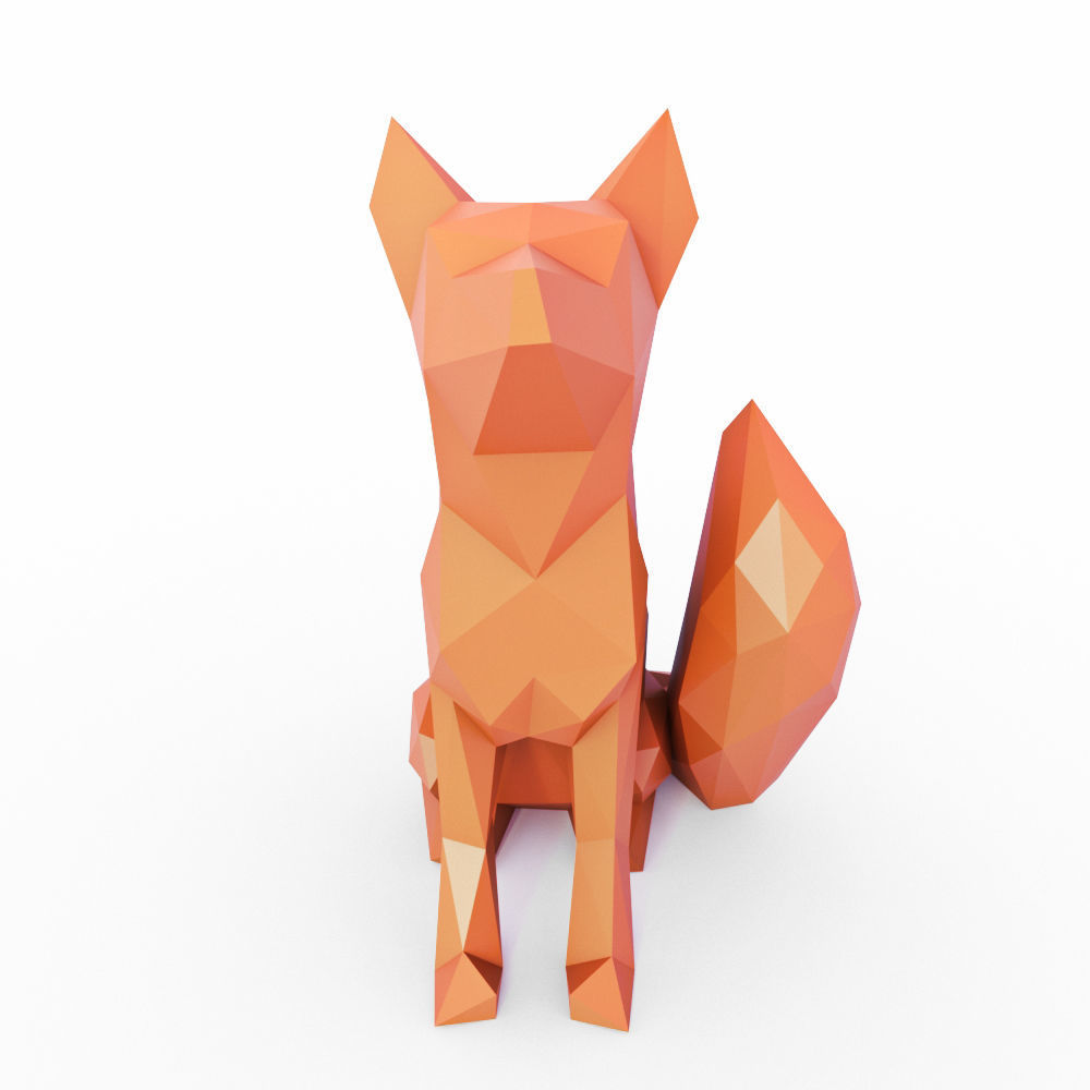 The Fox Sits Low Poly Low-poly 3D model_7