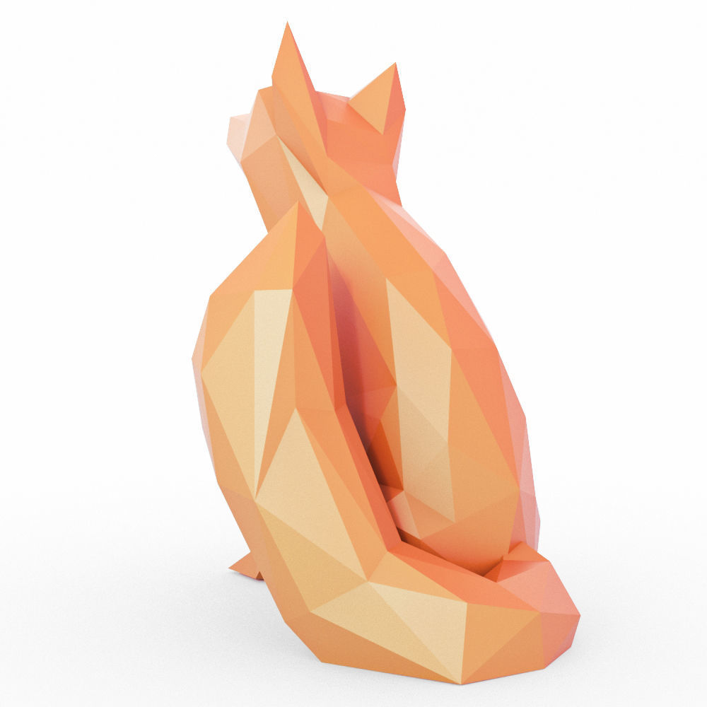 The Fox Sits Low Poly Low-poly 3D model_2