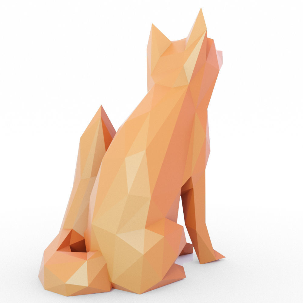 The Fox Sits Low Poly Low-poly 3D model_4