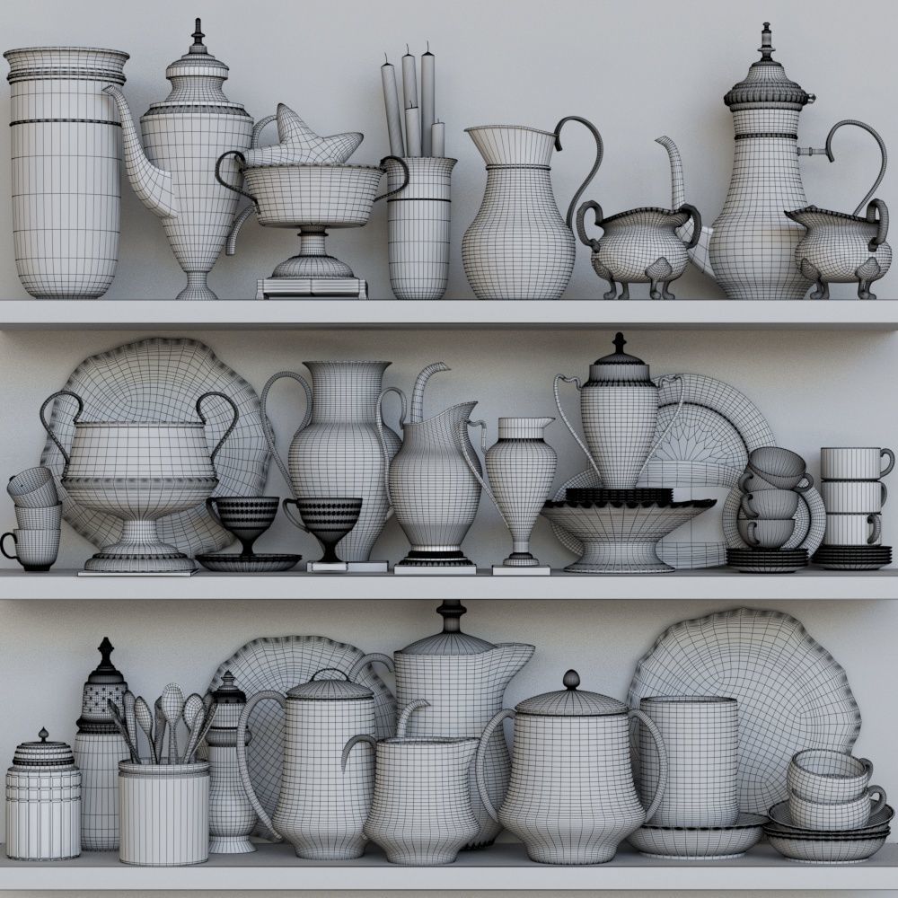 Set-196 silverware on shelf 3D model_1