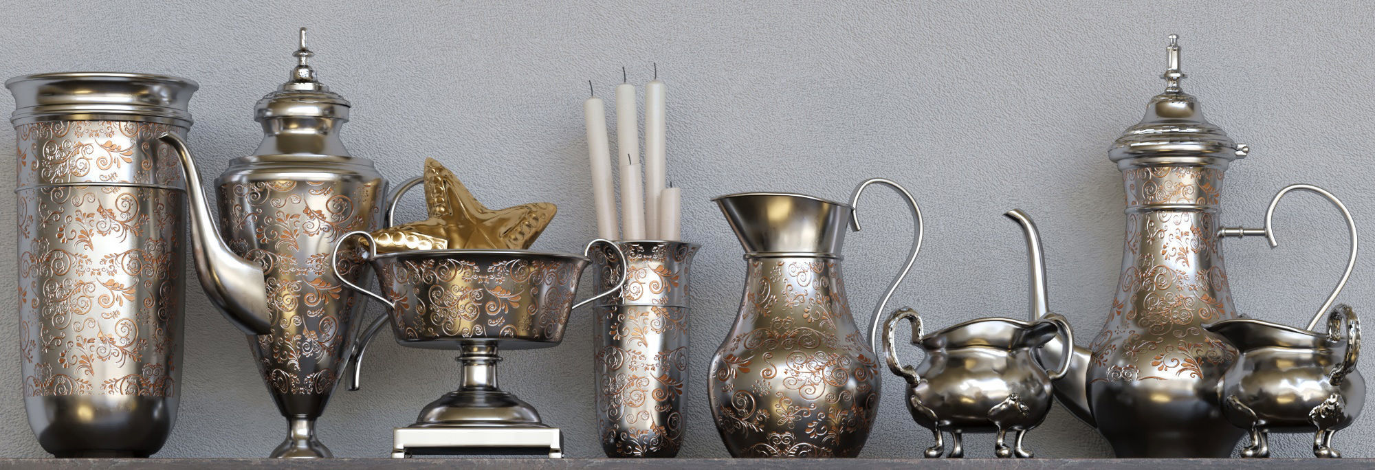 Set-196 silverware on shelf 3D model_2