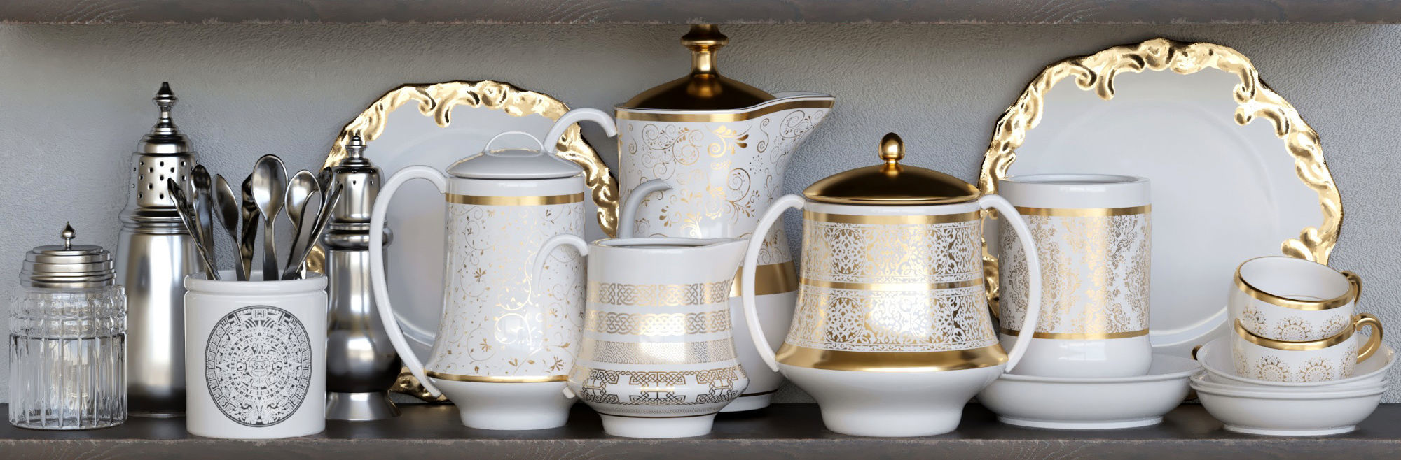 Set-196 silverware on shelf 3D model_4